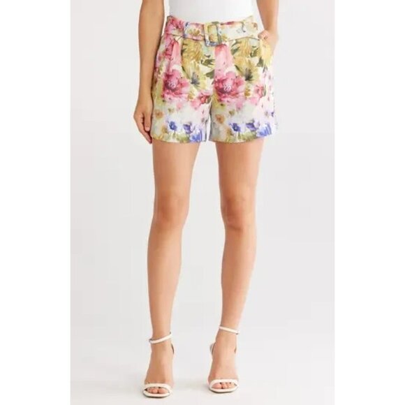 Jason Wu Floral Belted Short Shorts 2 - Picture 3 of 6